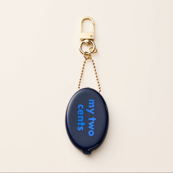 Kate Spade x Target “ my two cents “ Navy Blue Coin Holder Keychain - Picture 1 of 8